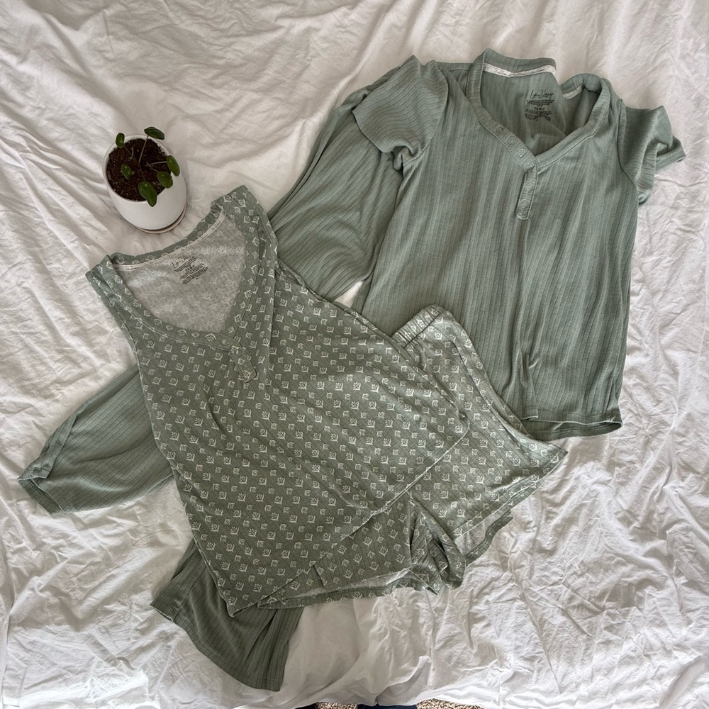Sage and Cream Pajama Duo, Size Medium